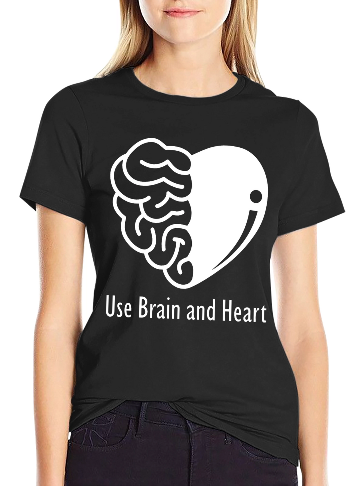 Brain and Heart Graphic Tee - Unisex Black T-Shirt