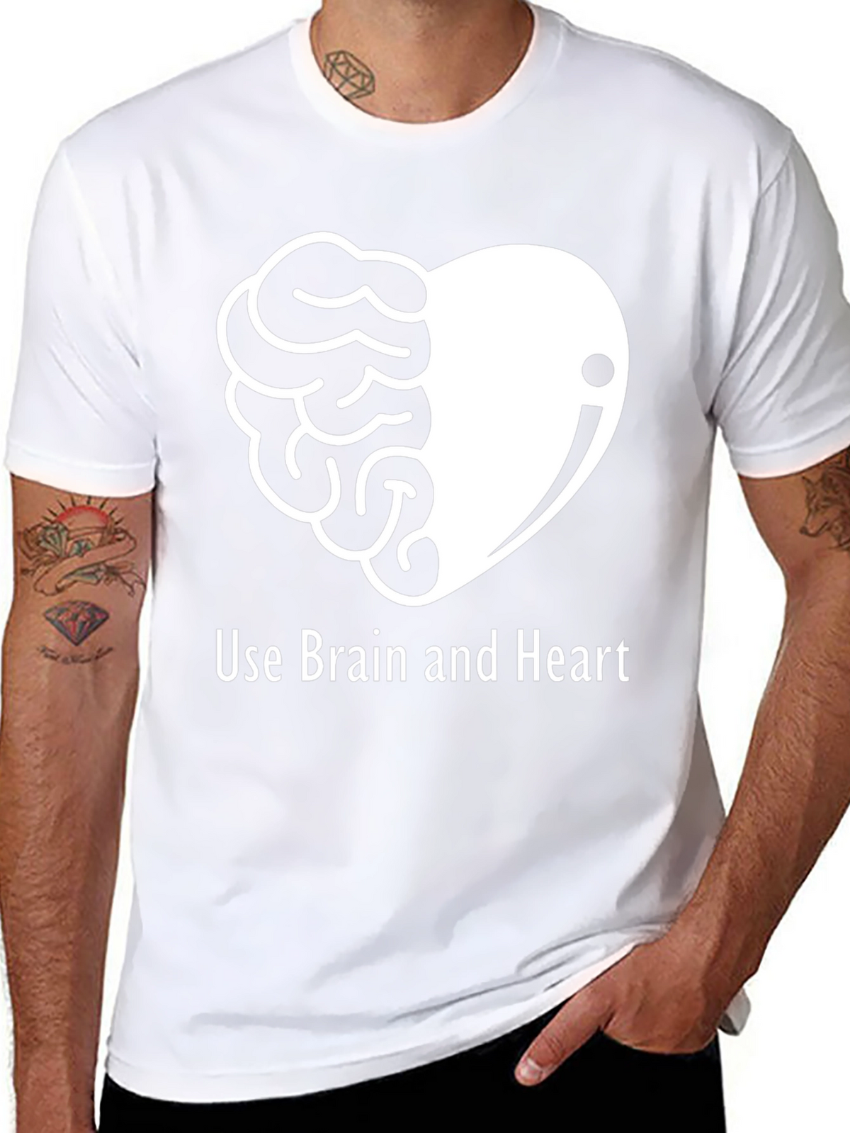 Brain and Heart Graphic Tee - Unisex Black T-Shirt