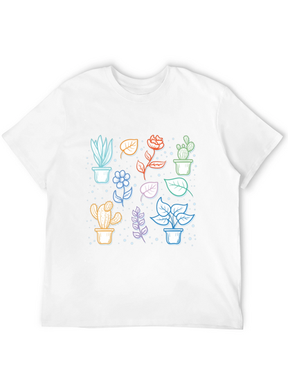 Botanical Plant Print Black T-Shirt