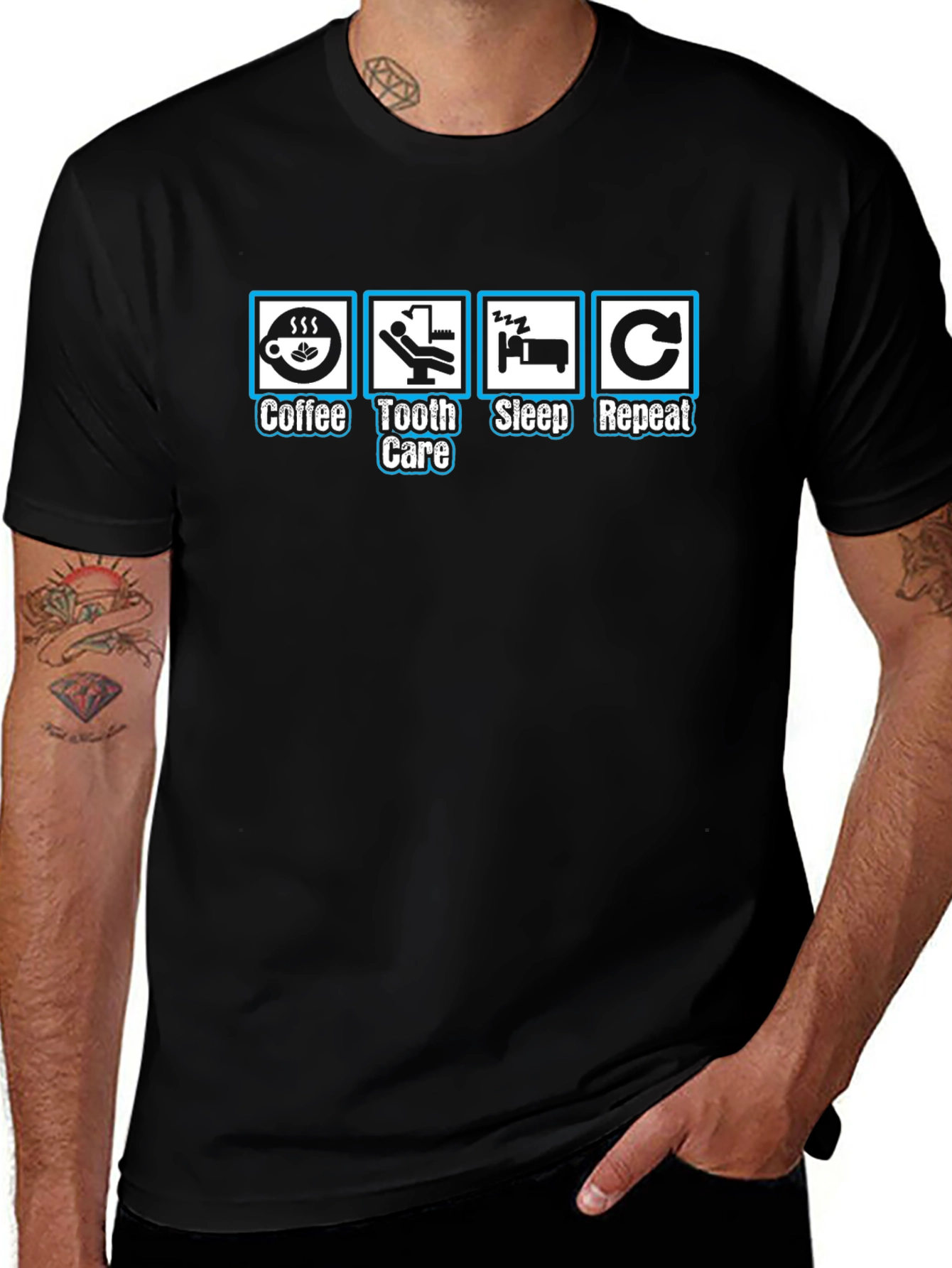 Coffee Tooth Care Sleep Repeat T-Shirt