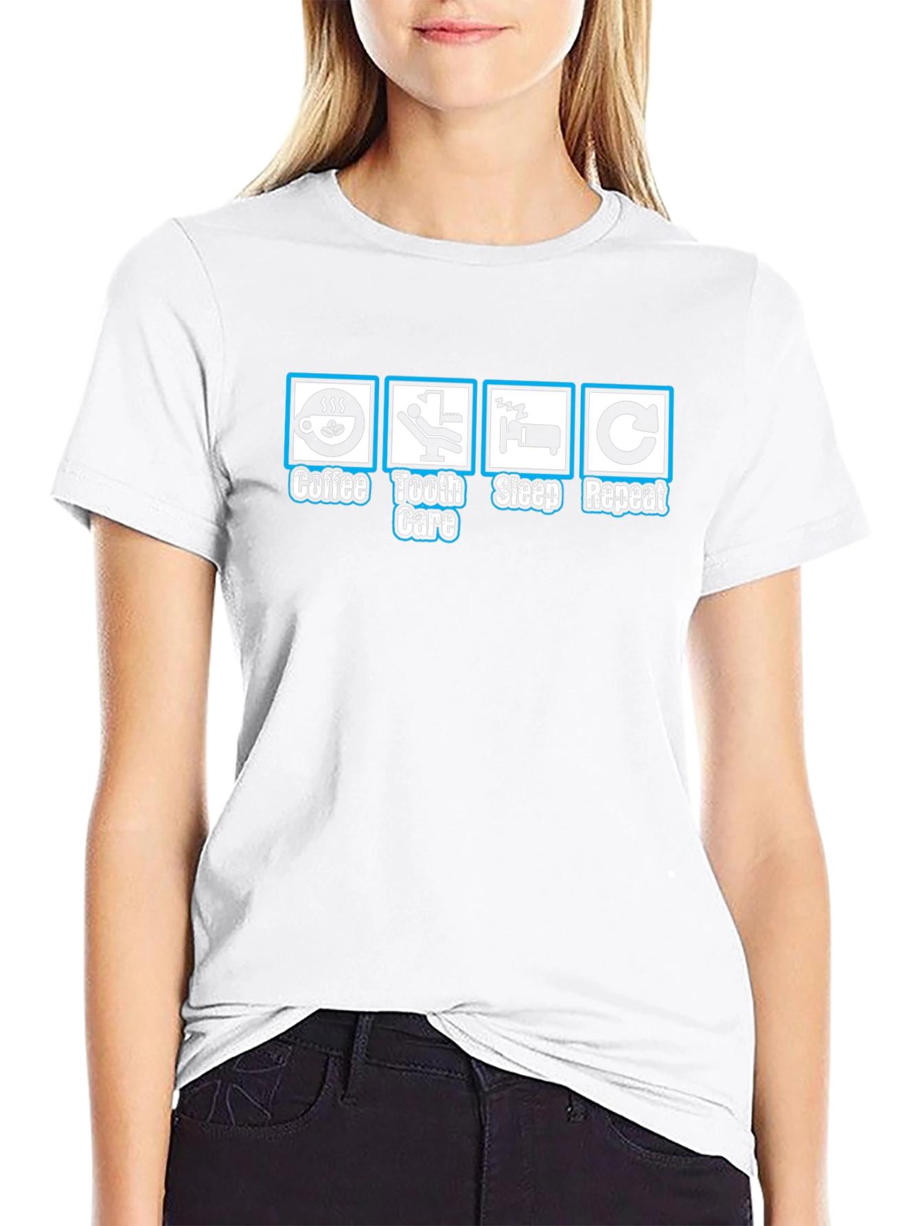 Coffee Tooth Care Sleep Repeat T-Shirt