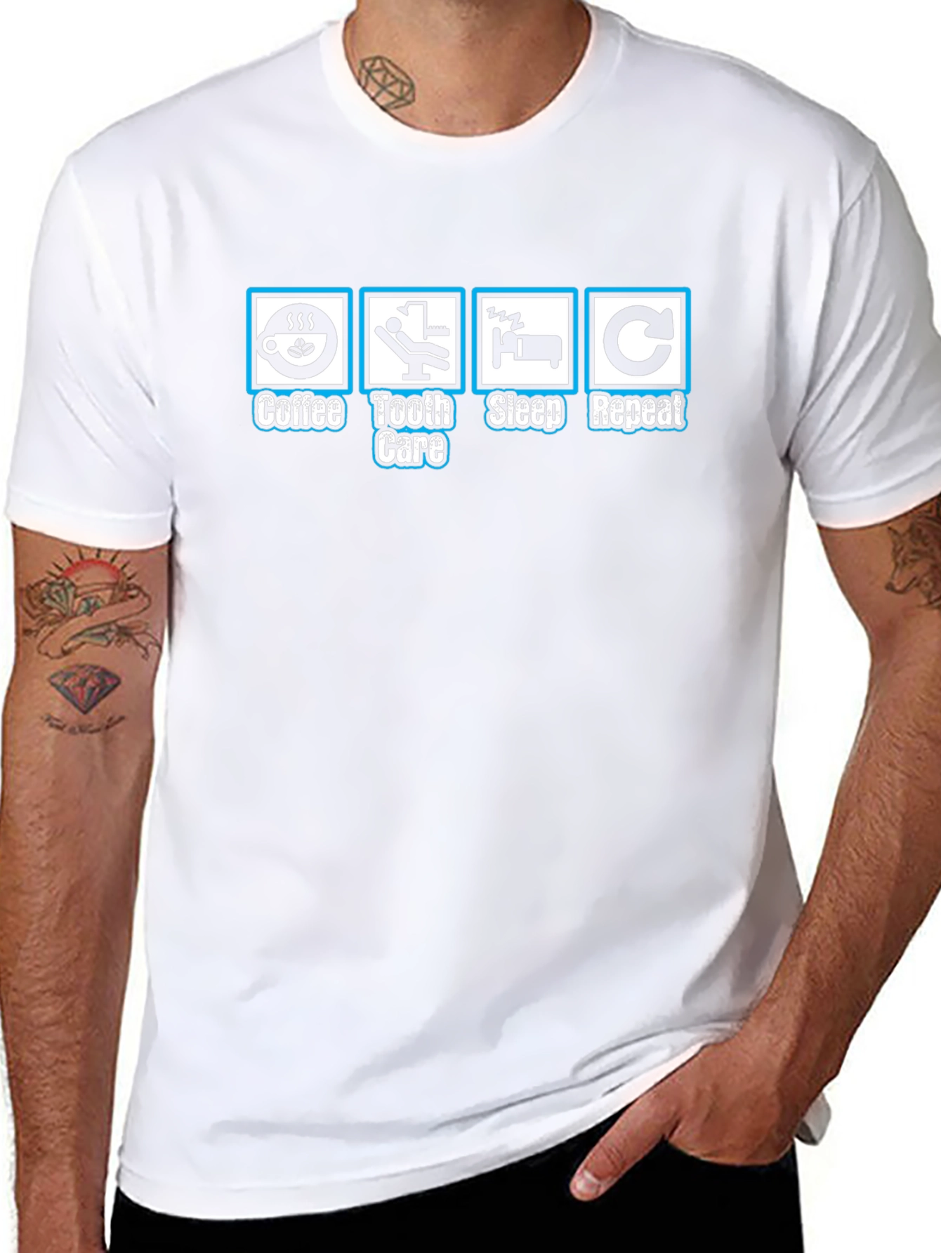 Coffee Tooth Care Sleep Repeat T-Shirt
