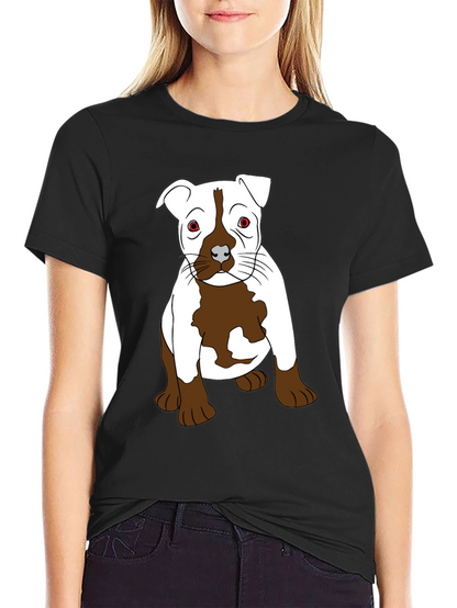 Pitbull Puppy Graphic T-Shirt - Black