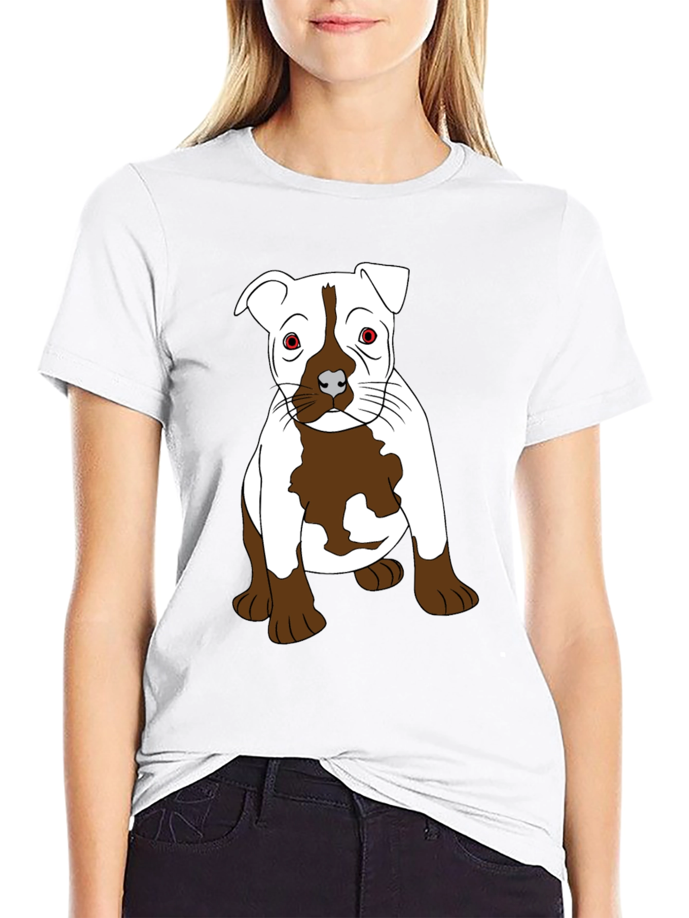 Pitbull Puppy Graphic T-Shirt - Black