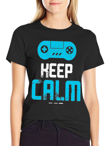 Keep Calm and Game On Black Graphic Tee