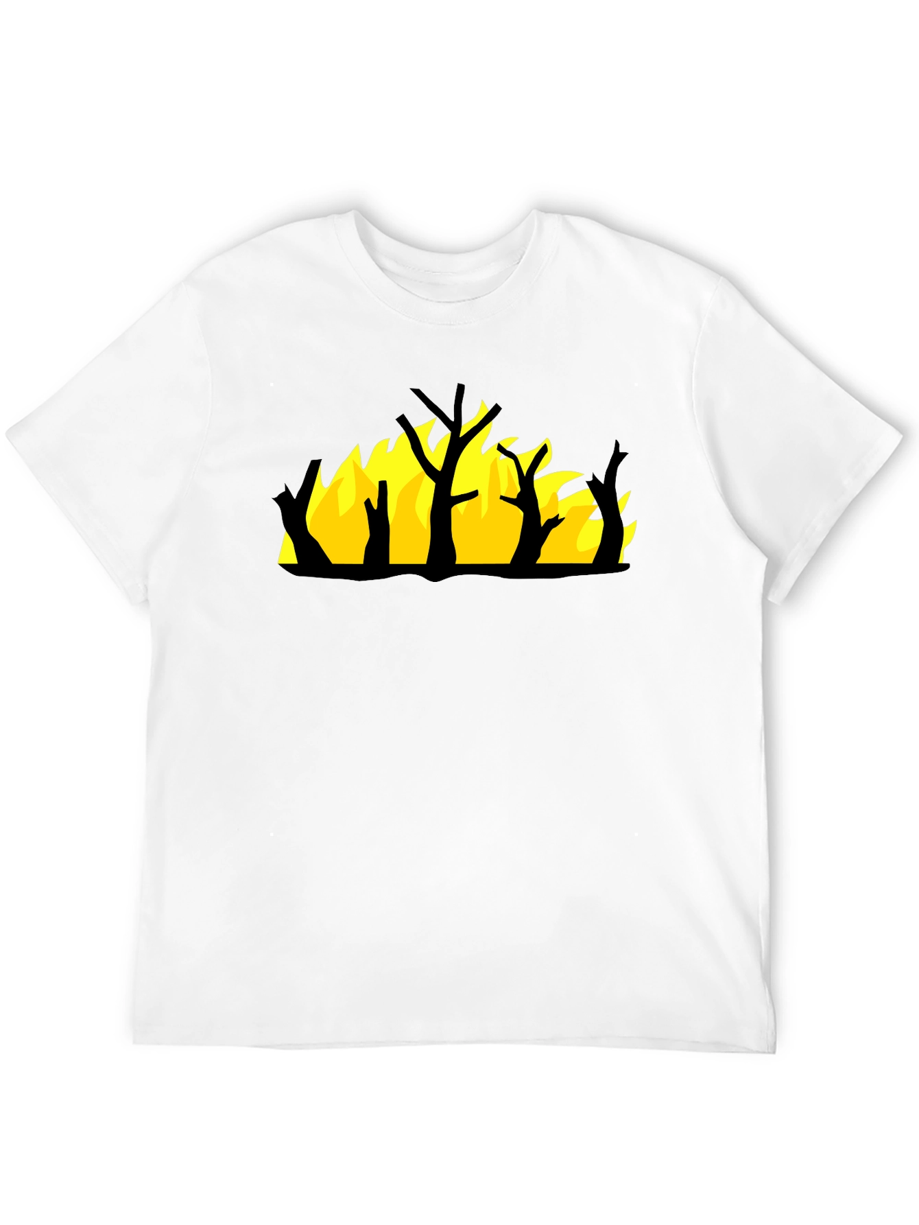 Burning Tree Graphic Tee - Black Cotton Shirt