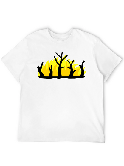 Burning Tree Graphic Tee - Black Cotton Shirt