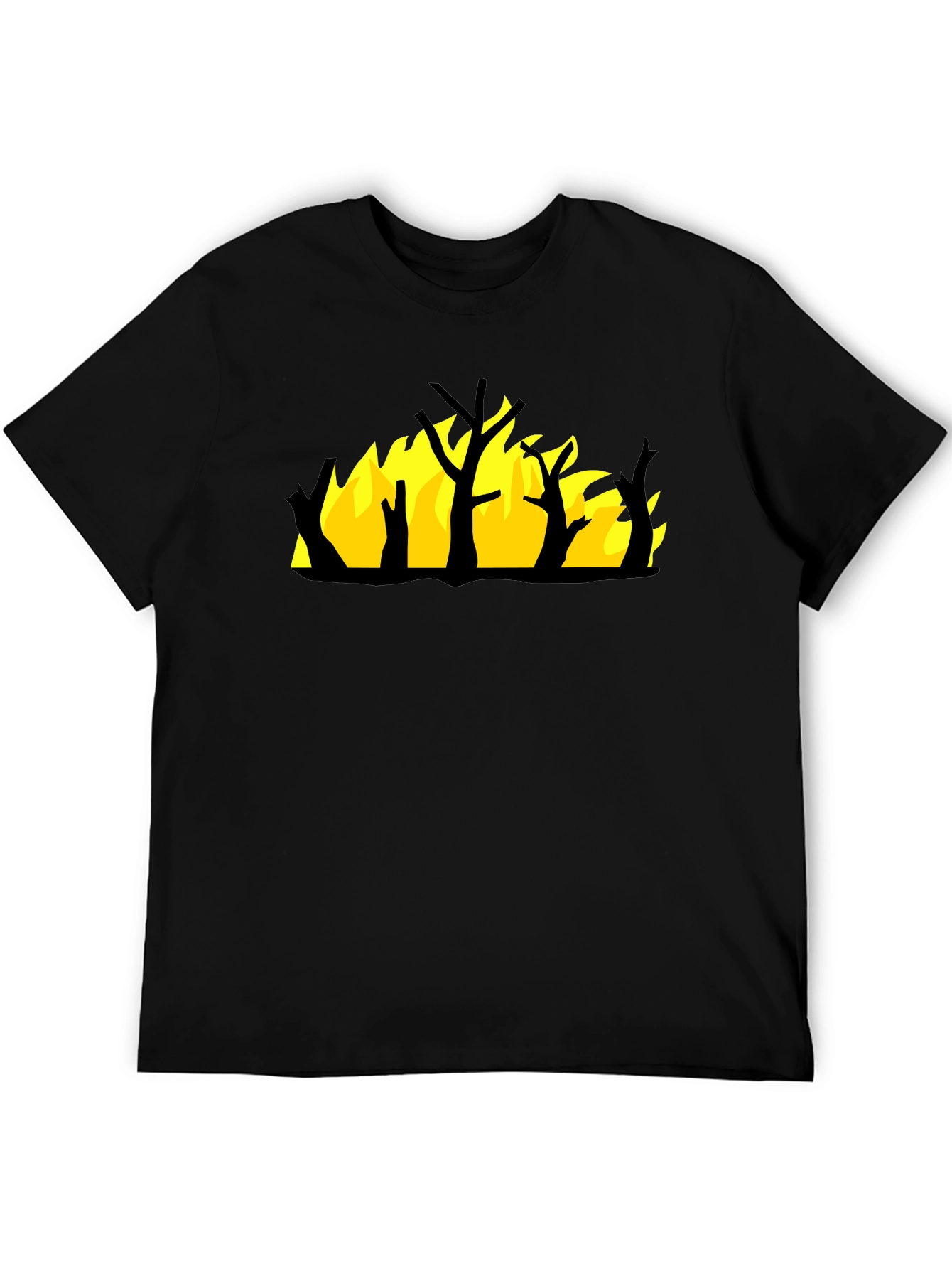 Burning Tree Graphic Tee - Black Cotton Shirt