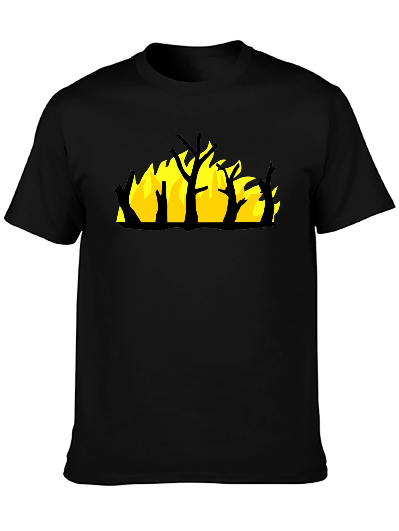 Burning Tree Graphic Tee - Black Cotton Shirt