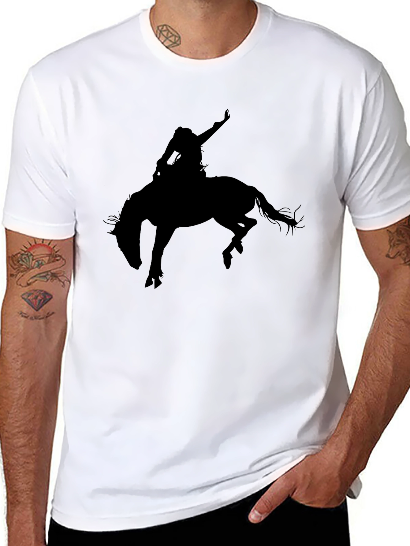 Black Rodeo Rider Graphic Tee - Western Style