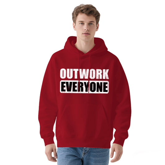 Outwork Everyone Motivational Slogan Red Hoodie, All-Day Comfort