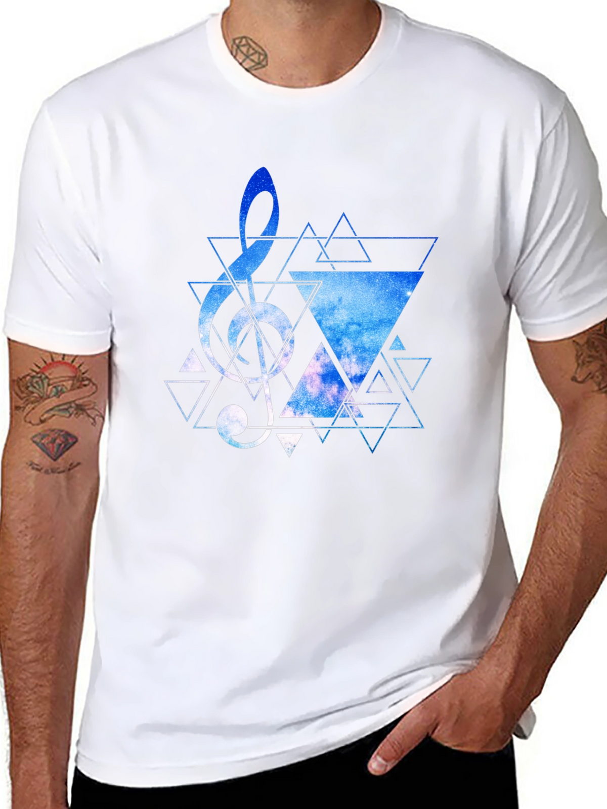 Geometric Treble Clef Galaxy T-Shirt
