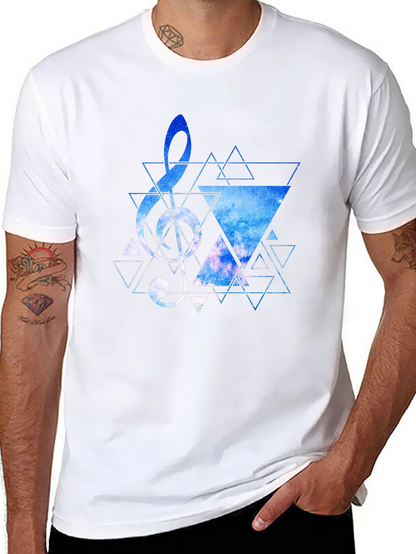 Geometric Treble Clef Galaxy T-Shirt