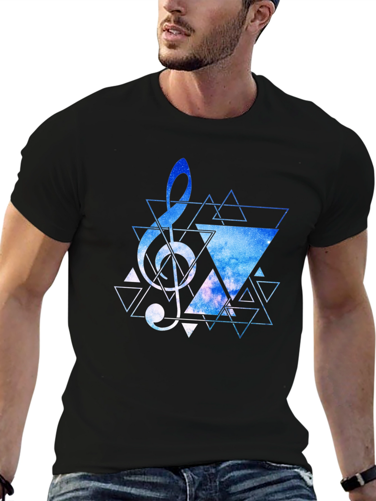 Geometric Treble Clef Galaxy T-Shirt