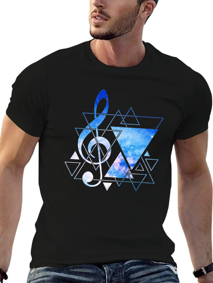 Geometric Treble Clef Galaxy T-Shirt
