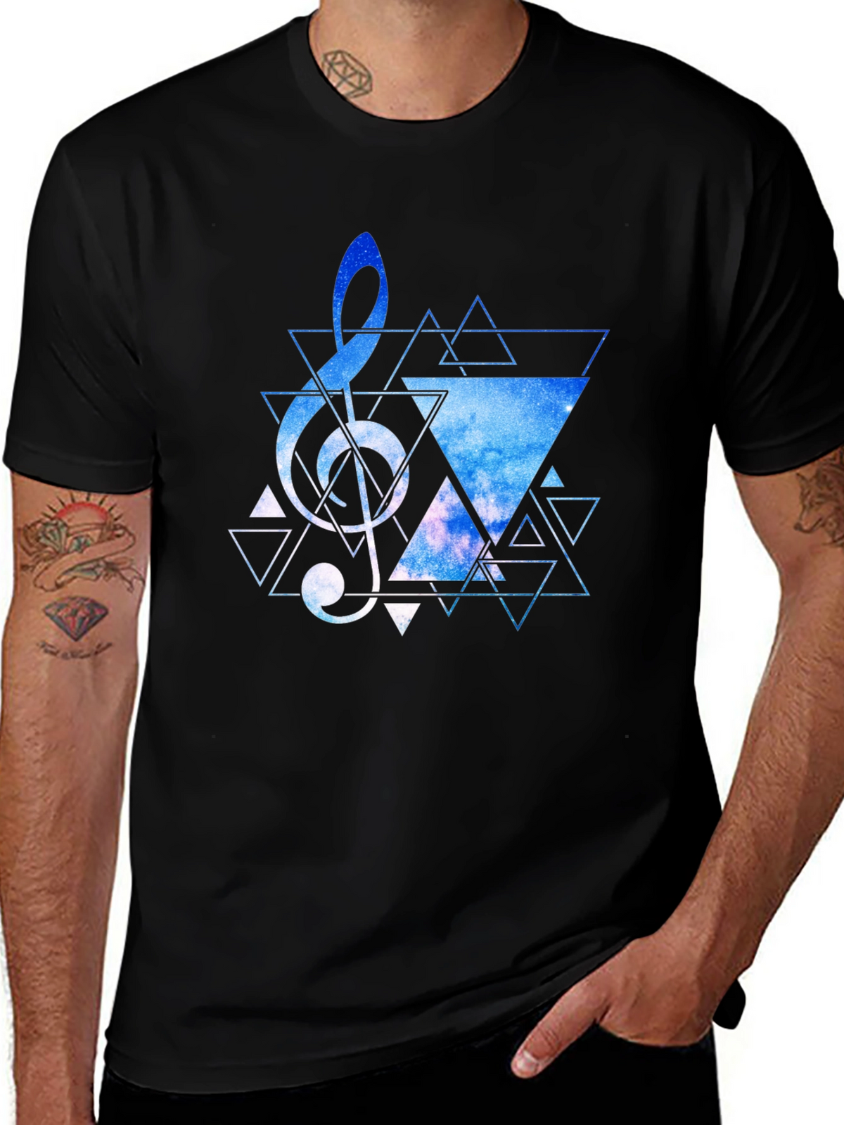 Geometric Treble Clef Galaxy T-Shirt