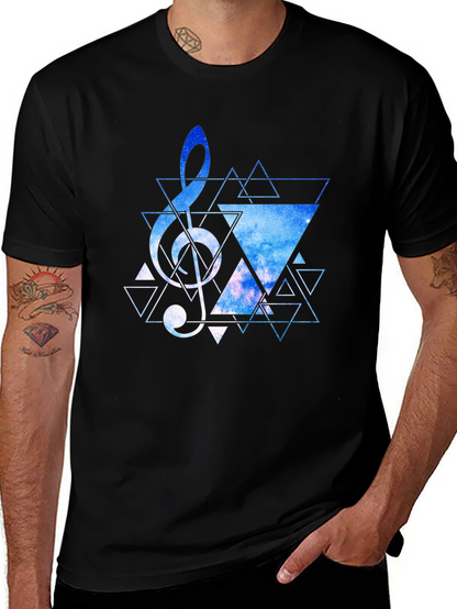 Geometric Treble Clef Galaxy T-Shirt