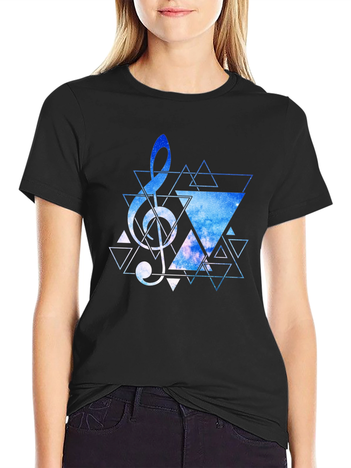 Geometric Treble Clef Galaxy T-Shirt