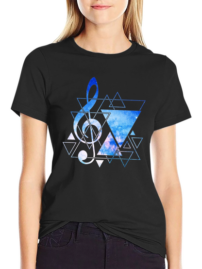 Geometric Treble Clef Galaxy T-Shirt