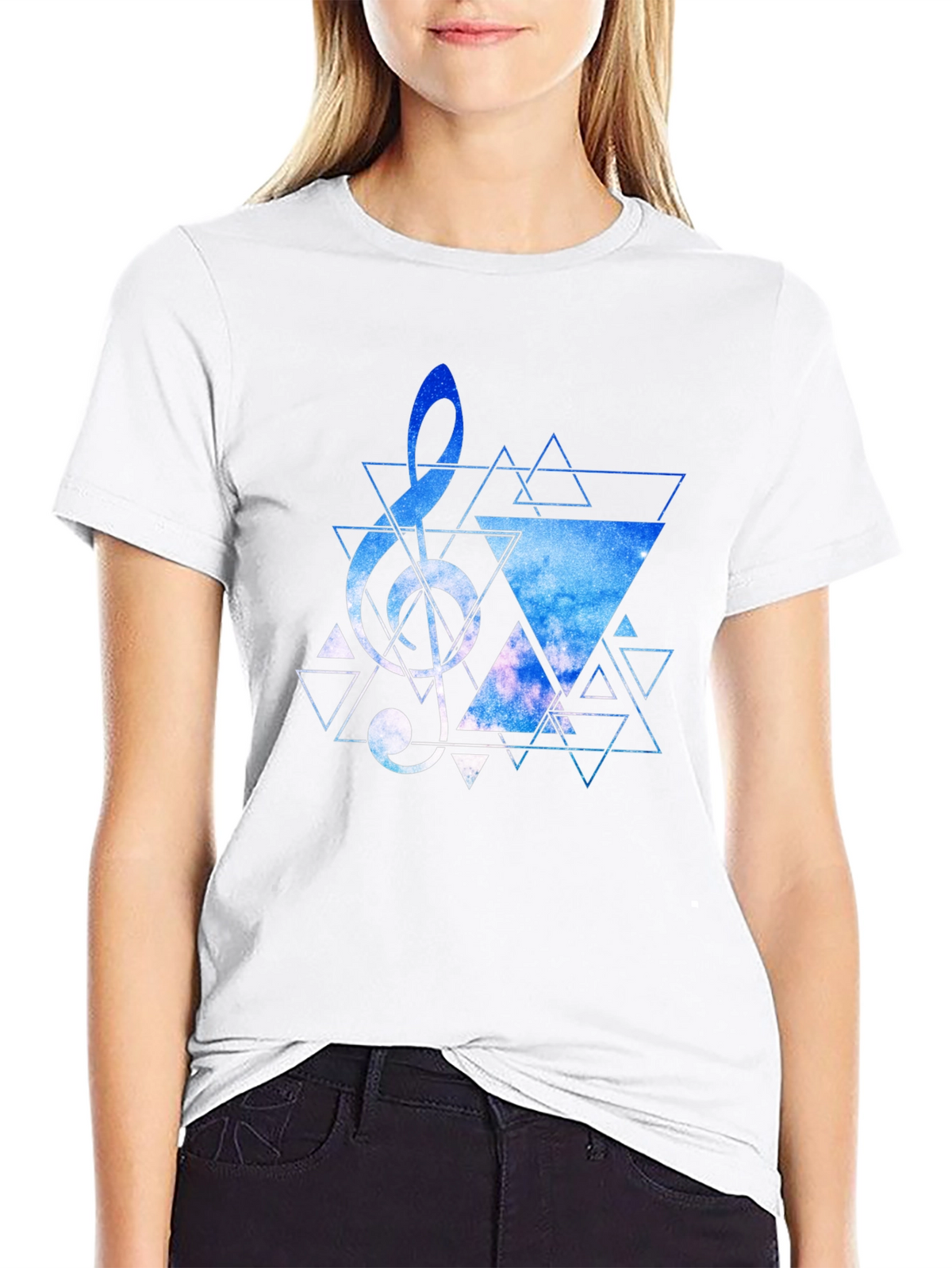 Geometric Treble Clef Galaxy T-Shirt