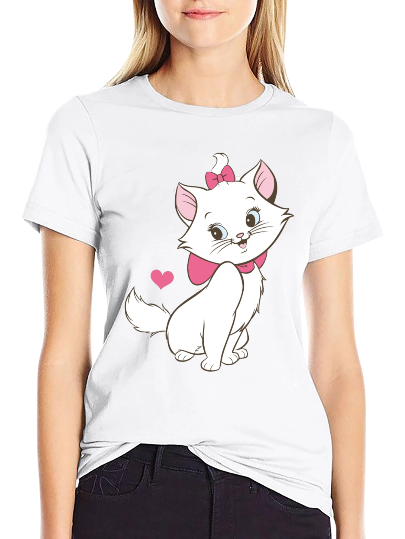 Cute Marie Cat T-Shirt - Aristocats Cartoon Tee