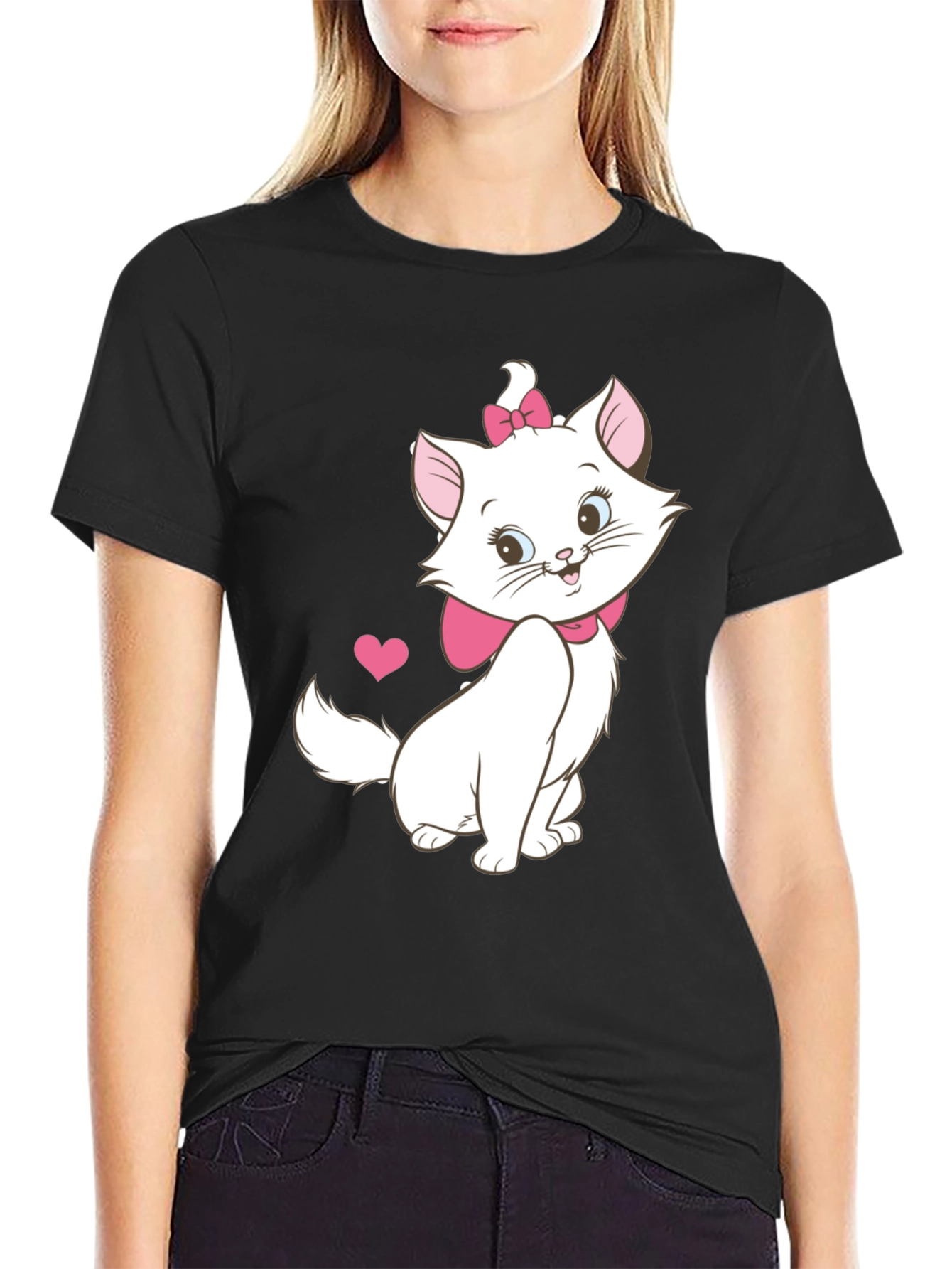 Cute Marie Cat T-Shirt - Aristocats Cartoon Tee