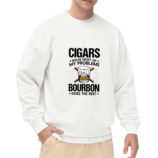 Cigars & Bourbon Whiskey Lover Funny Crewneck Sweatshirt