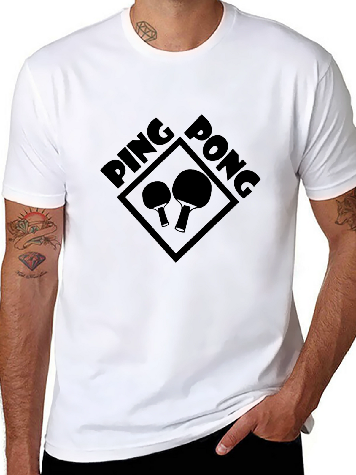 Ping Pong Graphic Tee - Sporty Black T-Shirt