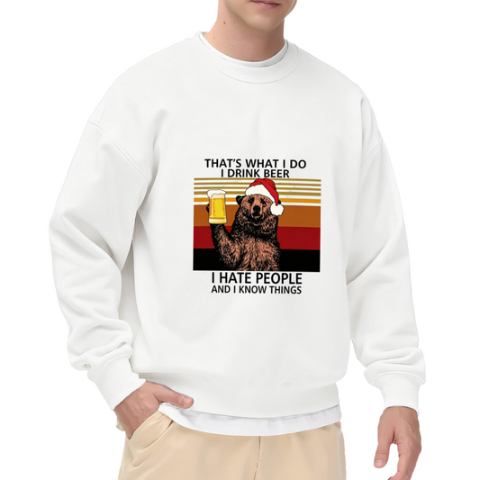 Retro Beer Bear Funny Christmas Crewneck Sweatshirt