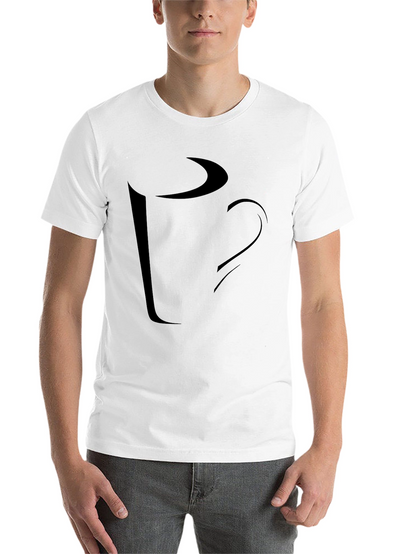 Abstract Coffee Cup Graphic Tee - Casual Black T-Shirt