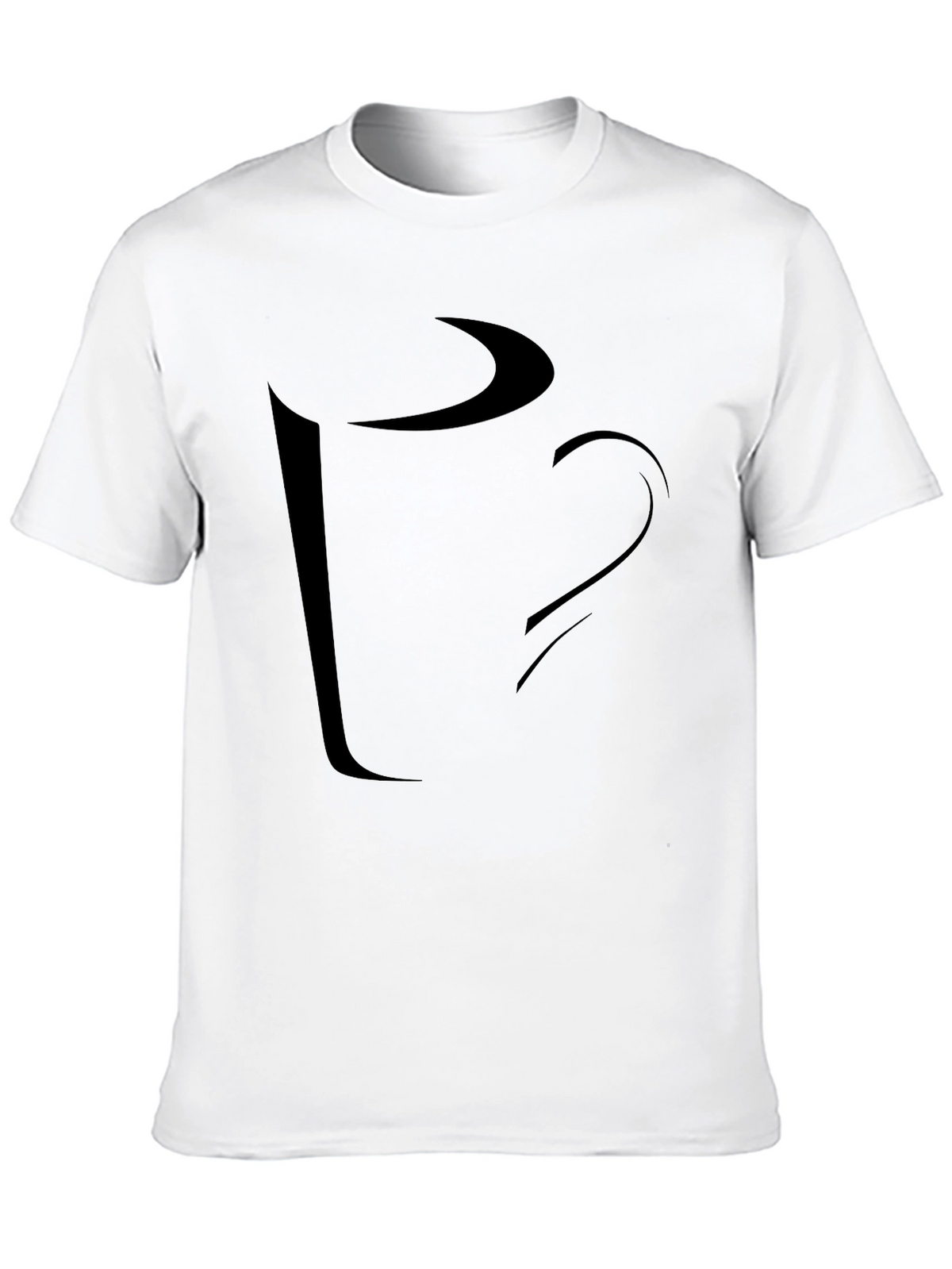 Abstract Coffee Cup Graphic Tee - Casual Black T-Shirt