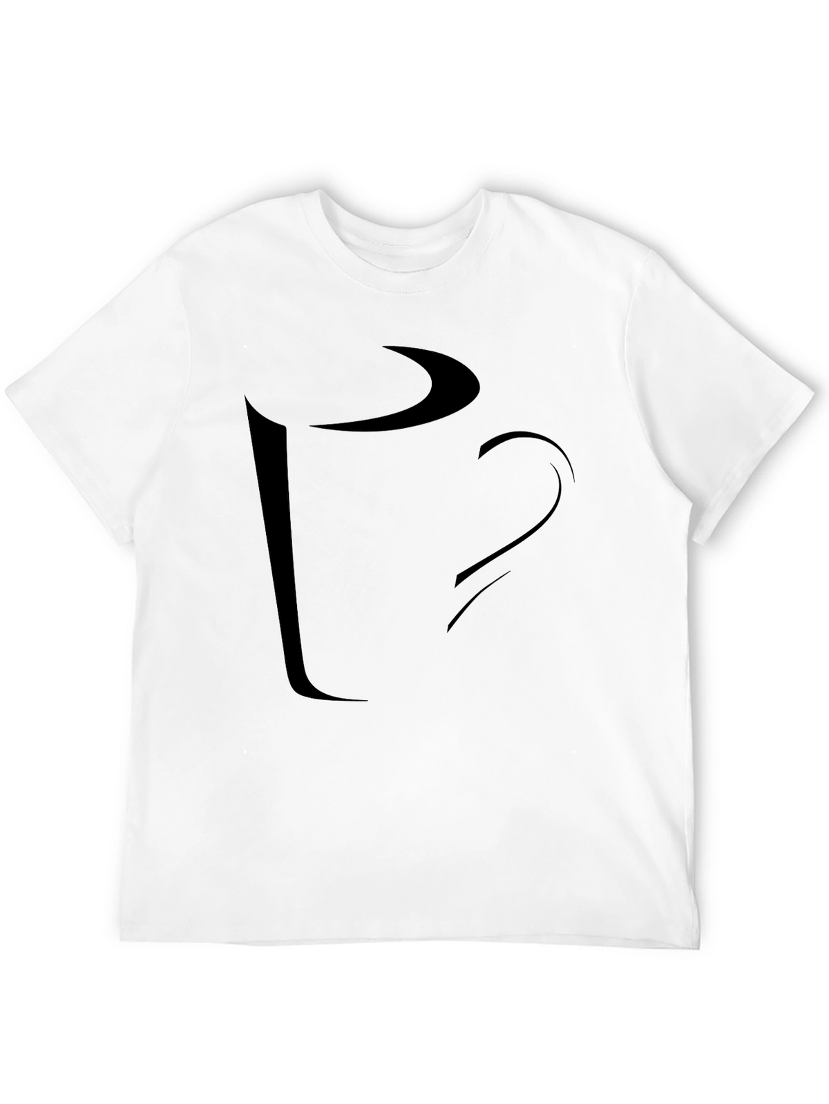 Abstract Coffee Cup Graphic Tee - Casual Black T-Shirt