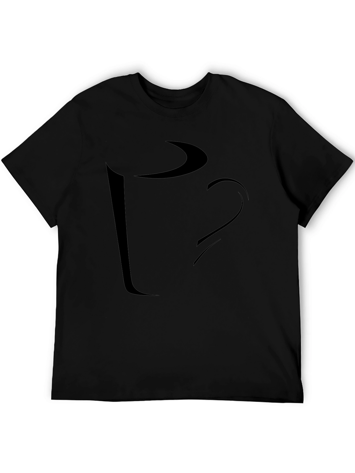 Abstract Coffee Cup Graphic Tee - Casual Black T-Shirt