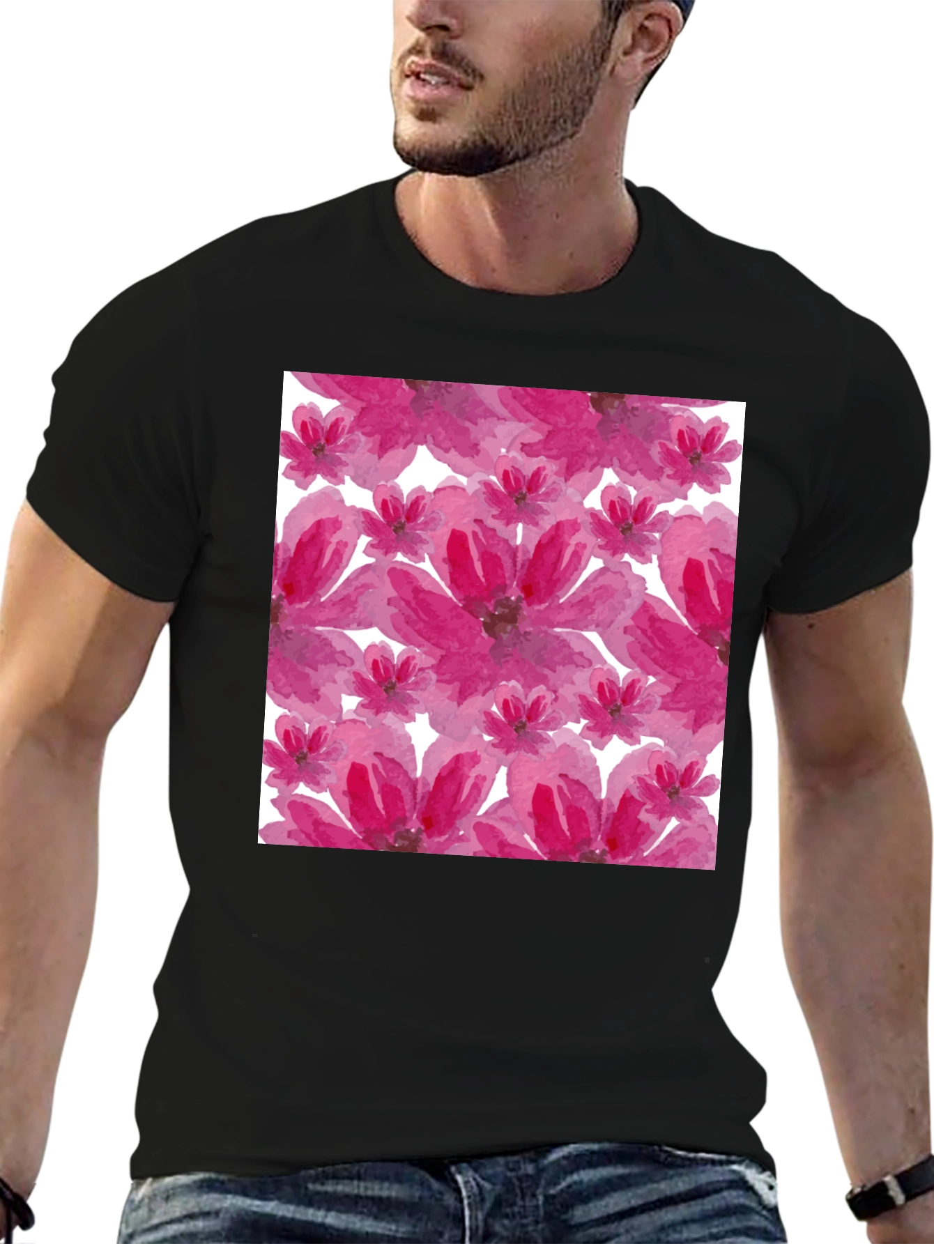 Floral Print T-Shirt - Artsy Blossom Design