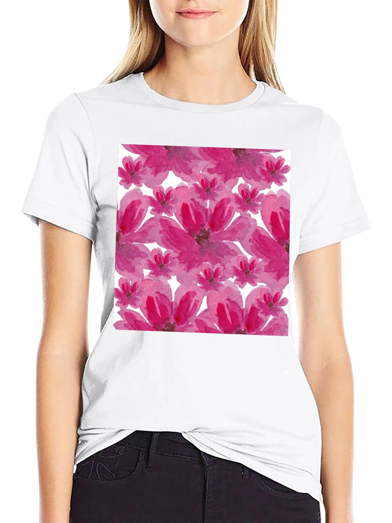Floral Print T-Shirt - Artsy Blossom Design