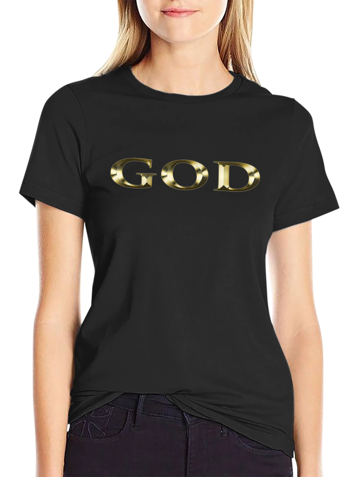 Gold GOD Graphic Black T-Shirt