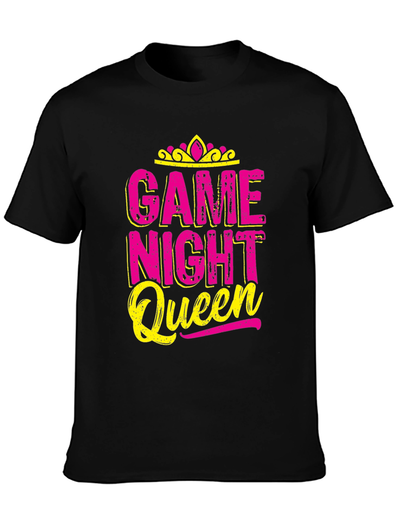 Game Night Queen T-Shirt - Pink & Yellow