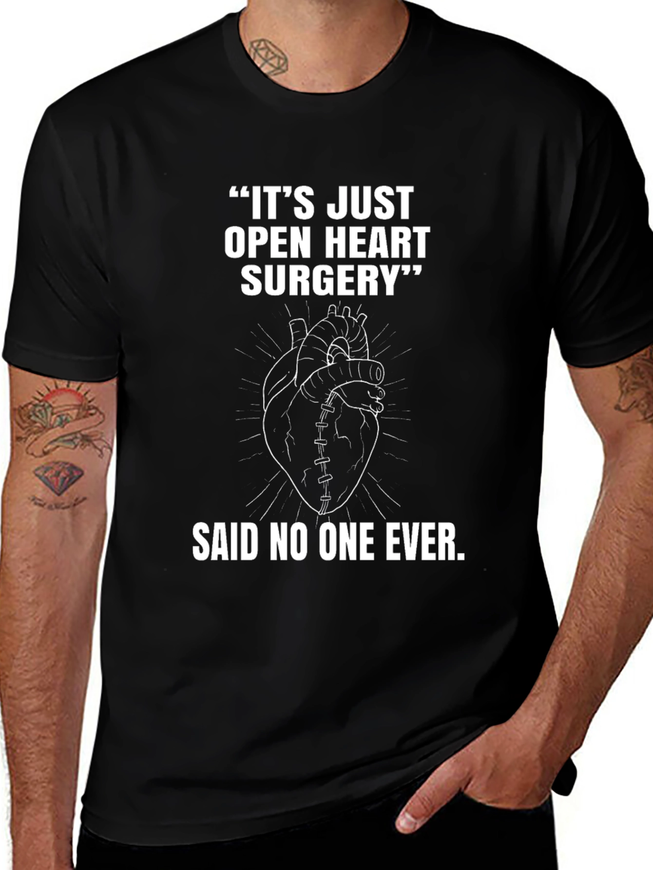 Open Heart Surgery Graphic Tee - Black Cotton