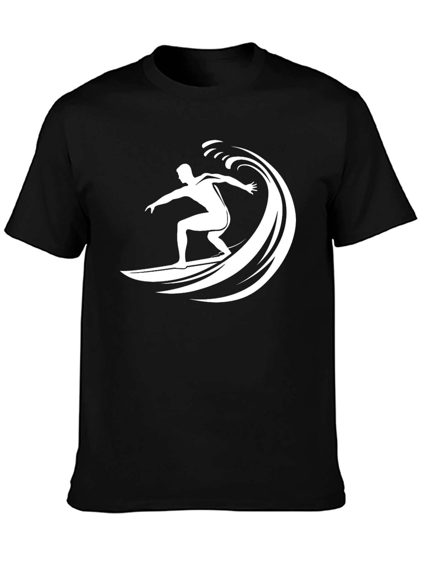Surfer Wave Graphic T-Shirt - Black