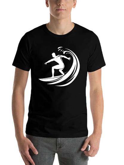 Surfer Wave Graphic T-Shirt - Black