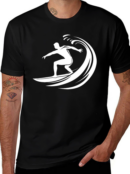 Surfer Wave Graphic T-Shirt - Black