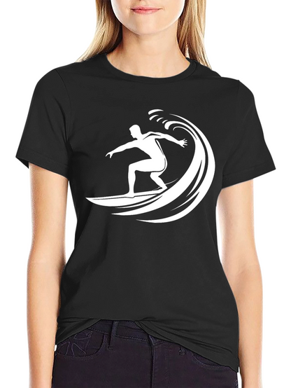 Surfer Wave Graphic T-Shirt - Black