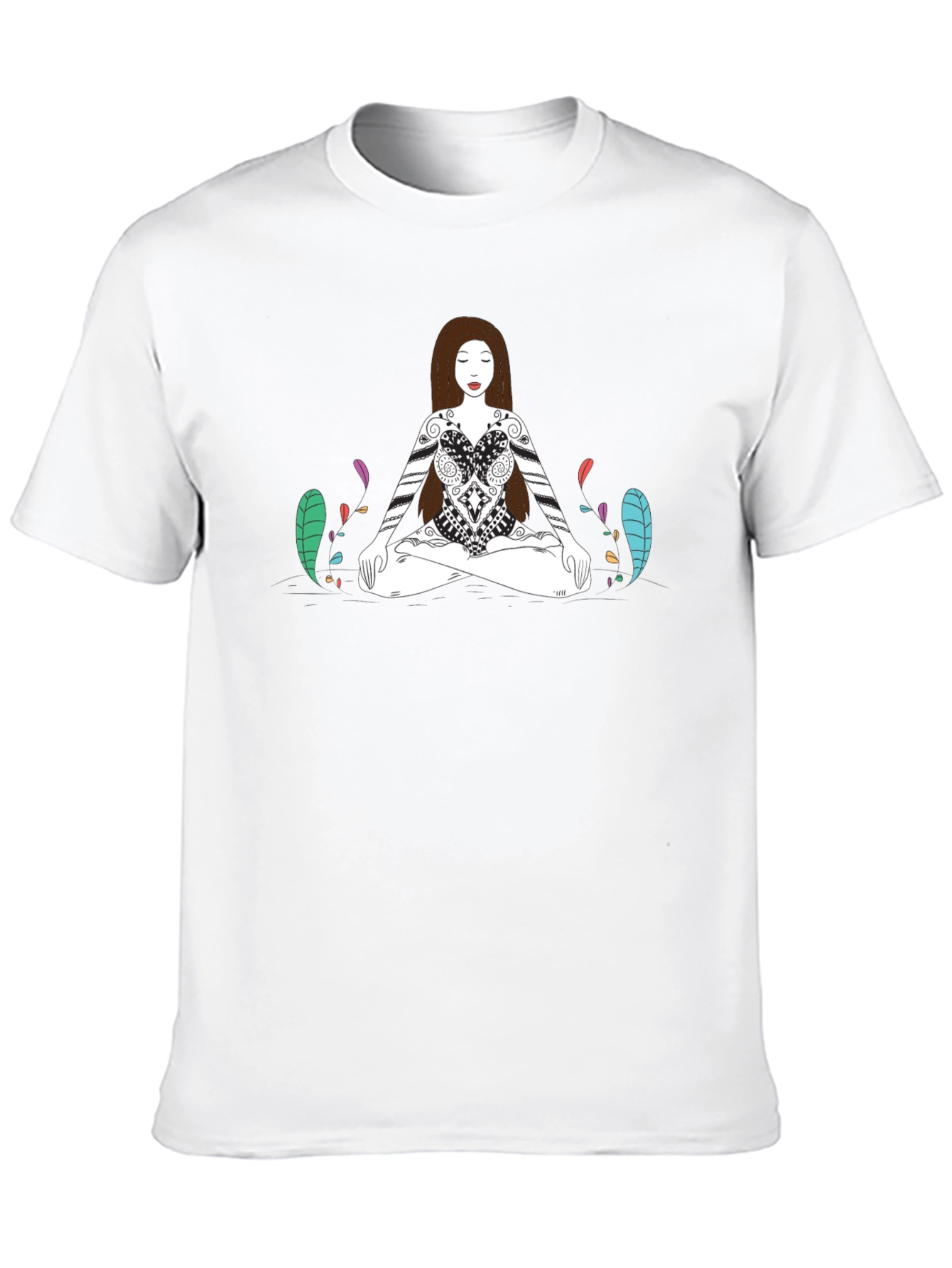 Meditative Woman Graphic Tee - Black Cotton T-Shirt