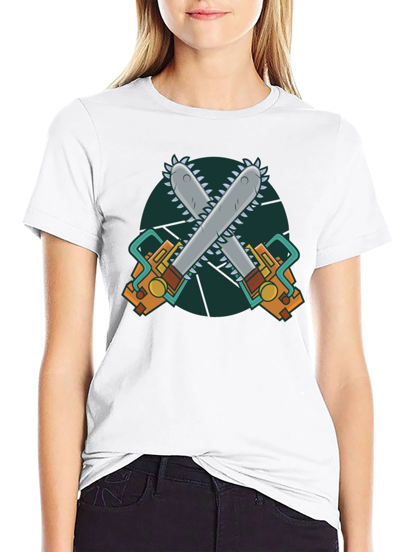 Chainsaw Graphic Print Black T-Shirt