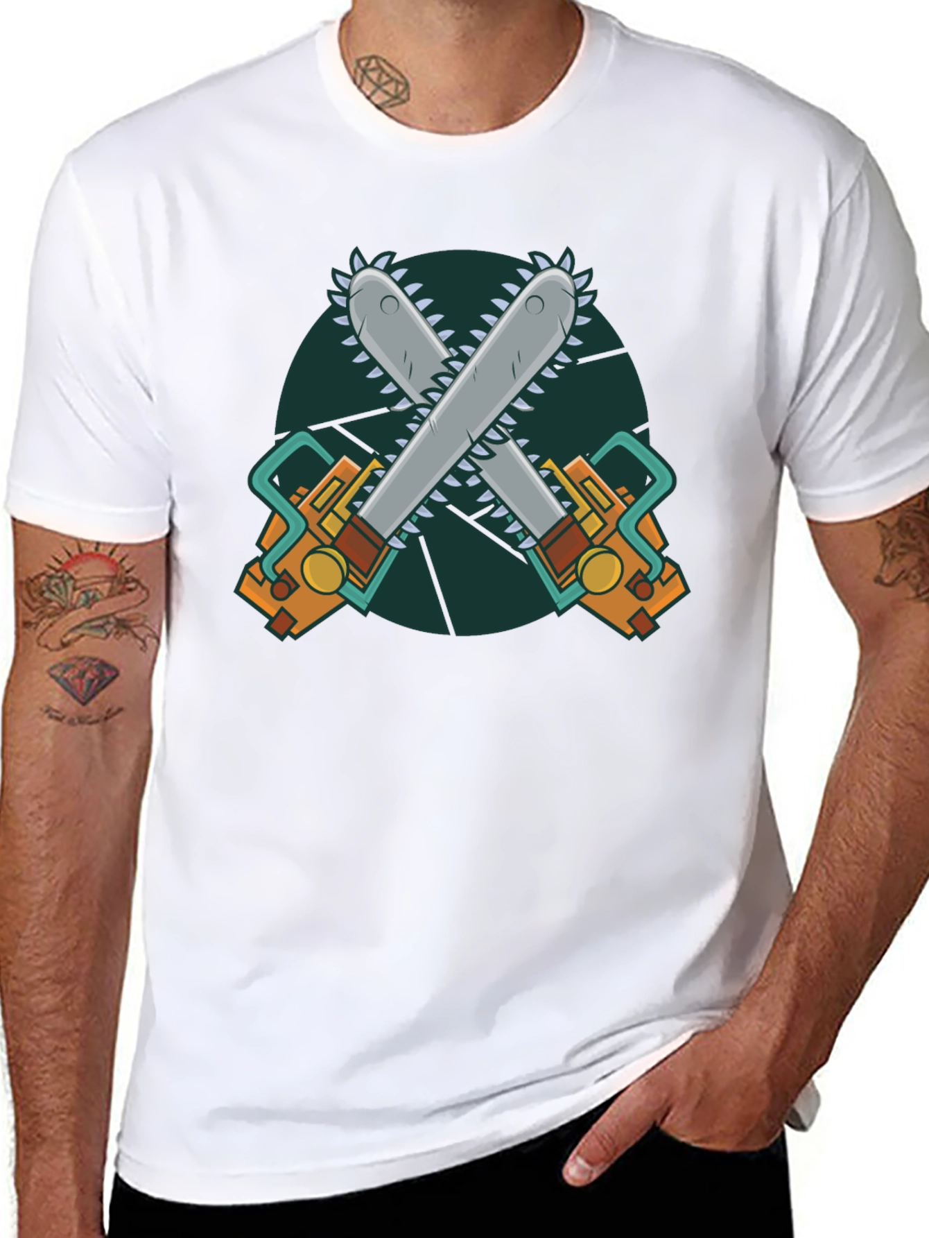 Chainsaw Graphic Print Black T-Shirt