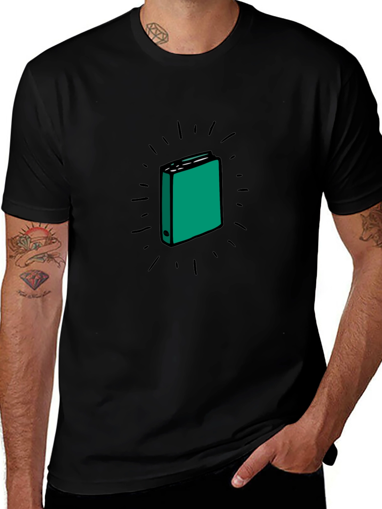 Black T-Shirt with Binder Graphic