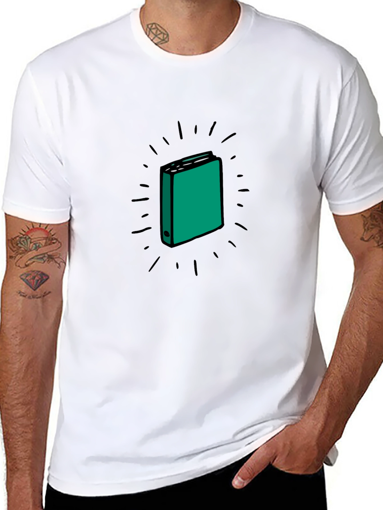 Black T-Shirt with Binder Graphic