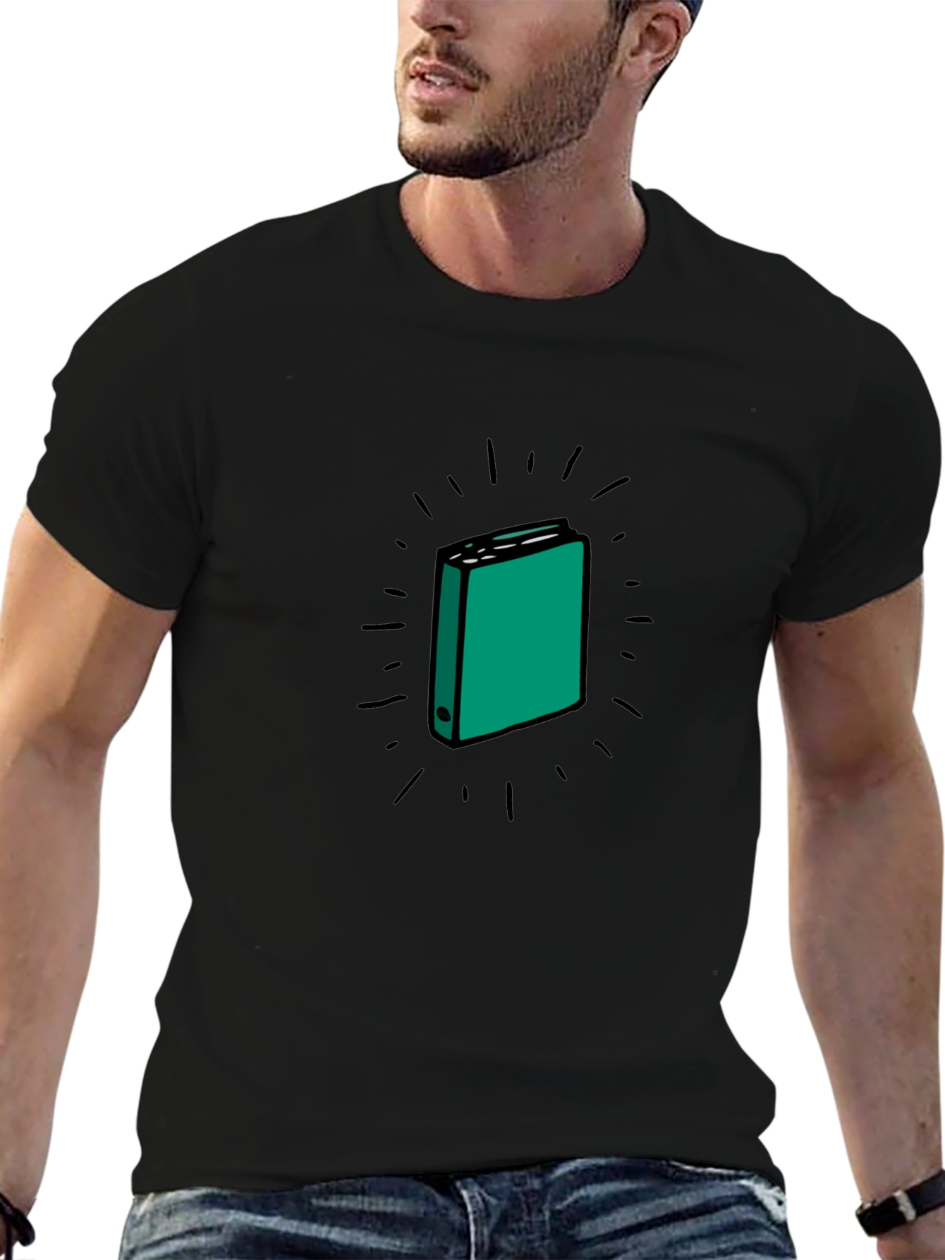 Black T-Shirt with Binder Graphic