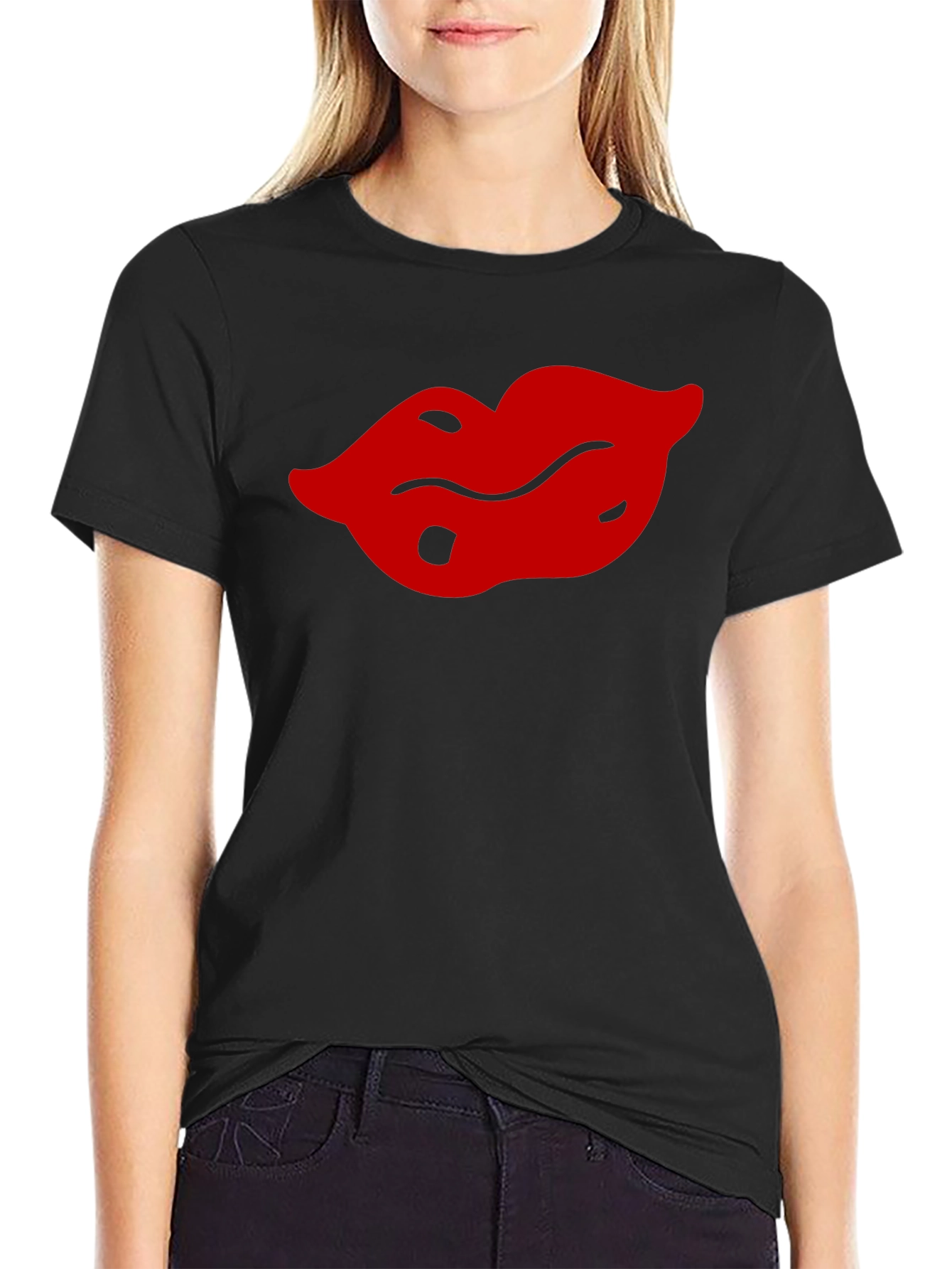 Bold Lips Graphic Tee - Black