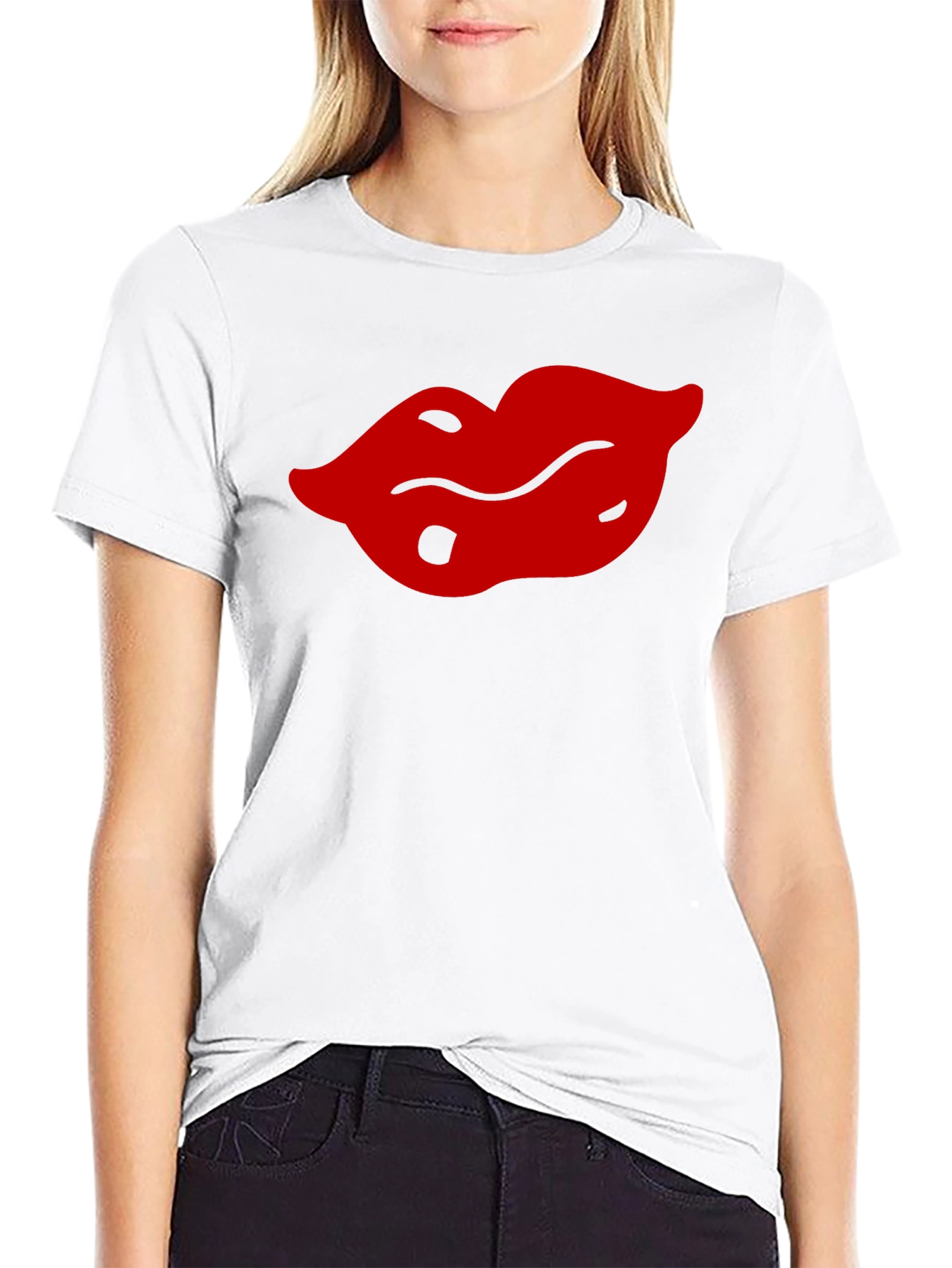 Bold Lips Graphic Tee - Black